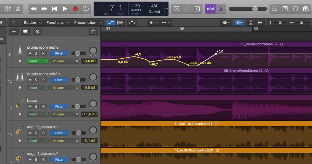 Automation en mixage audio dans logic pro x